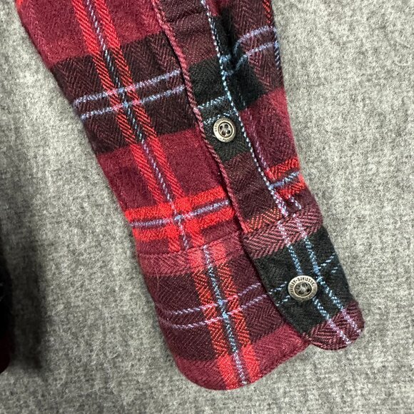 Harley Davidson Womens L Red Plaid Flannel Shirt "Aint No Darling" Graphic Back - Picture 10 of 11